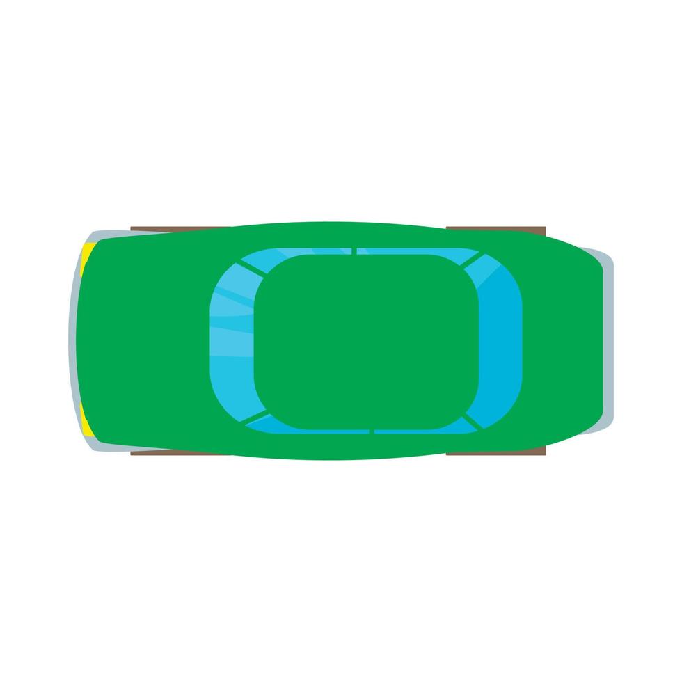 Green car top view icon, cartoon style vector