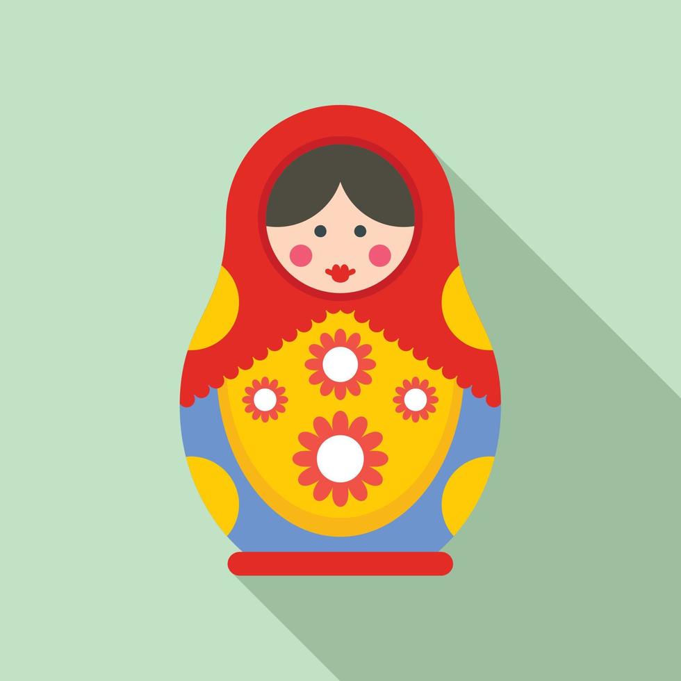 Traditional nesting doll icon, flat style vector