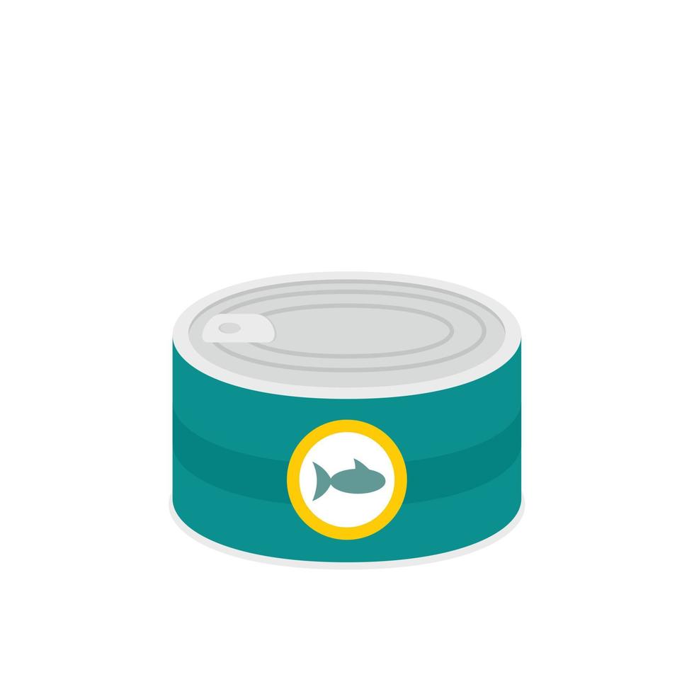 Fish tin can icon, flat style vector