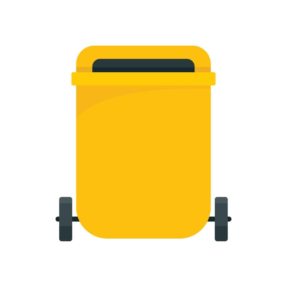 Yellow garbage can icon, flat style vector