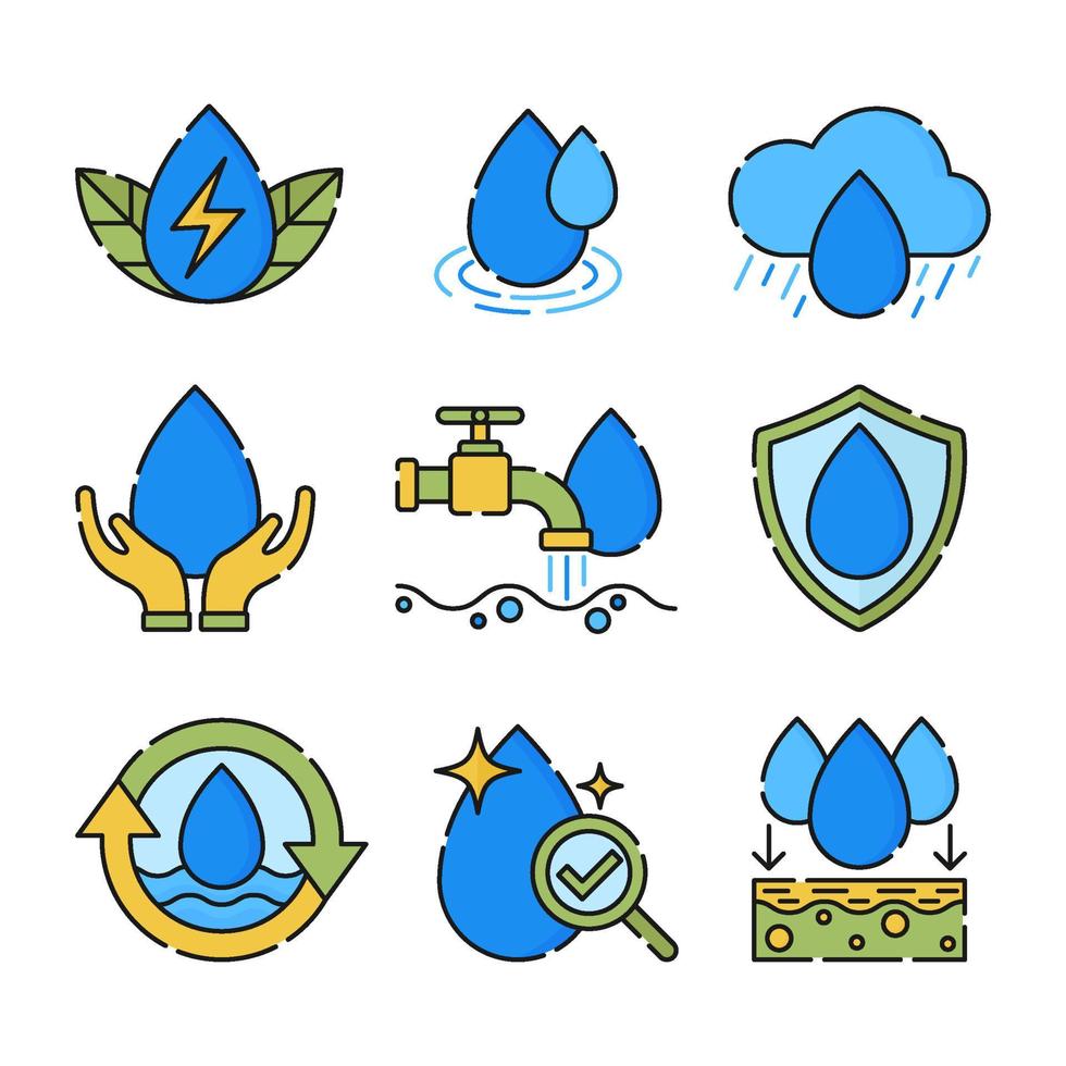 conjunto de iconos de agua vector