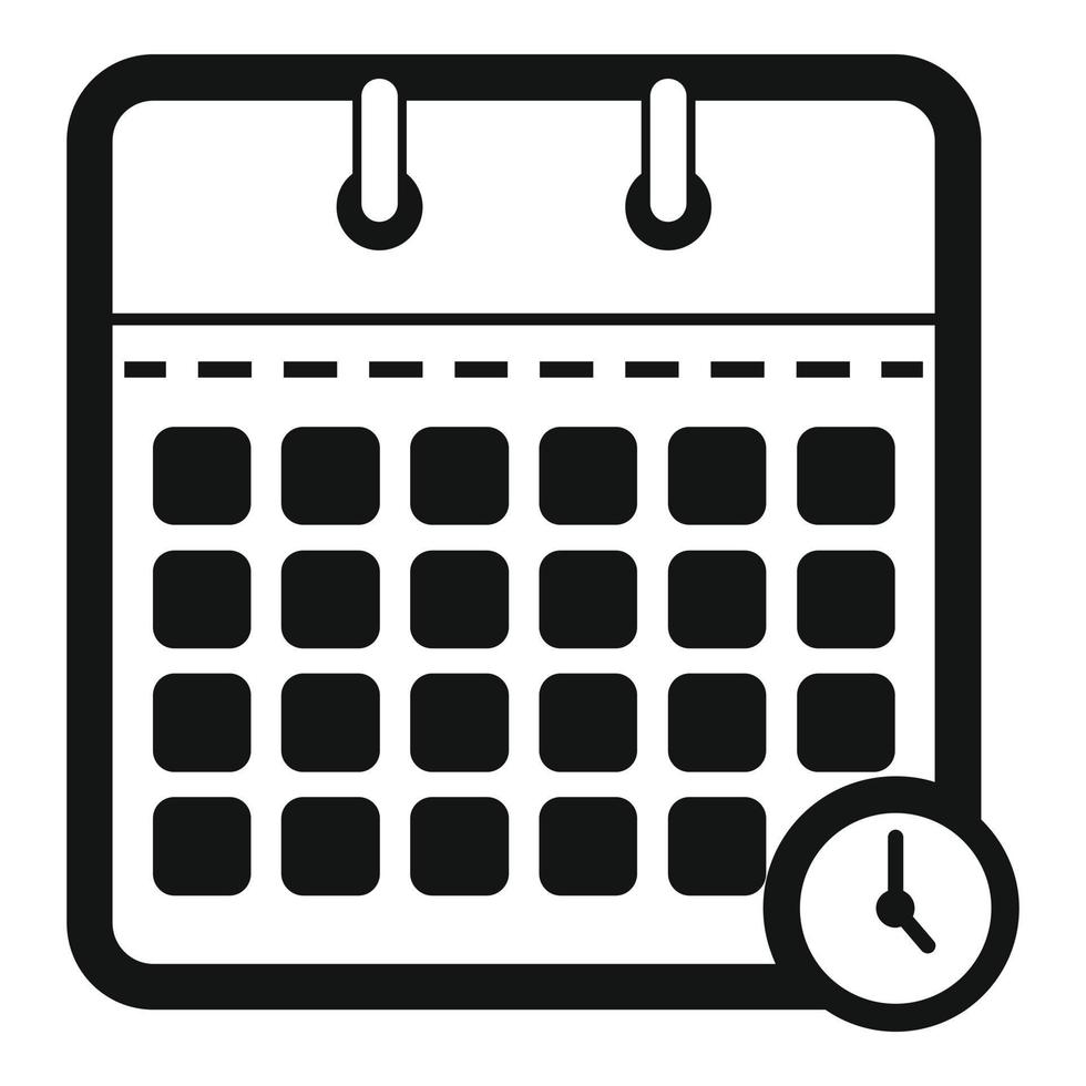 Calendar time icon, simple black style vector