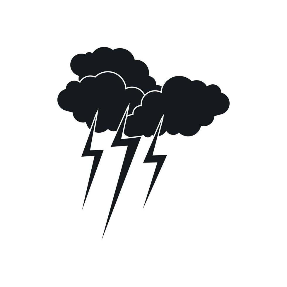 Cloud with lightnings icon, simple style vector