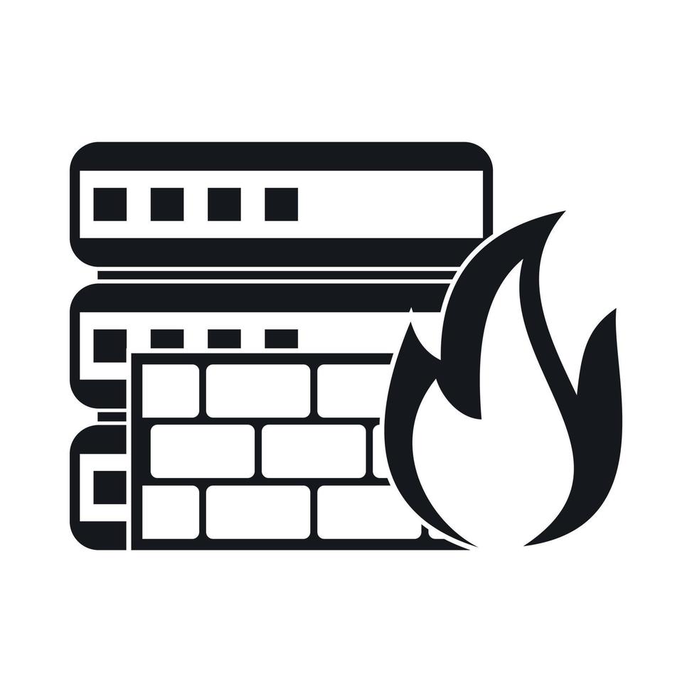 Database and firewall icon, simple style vector