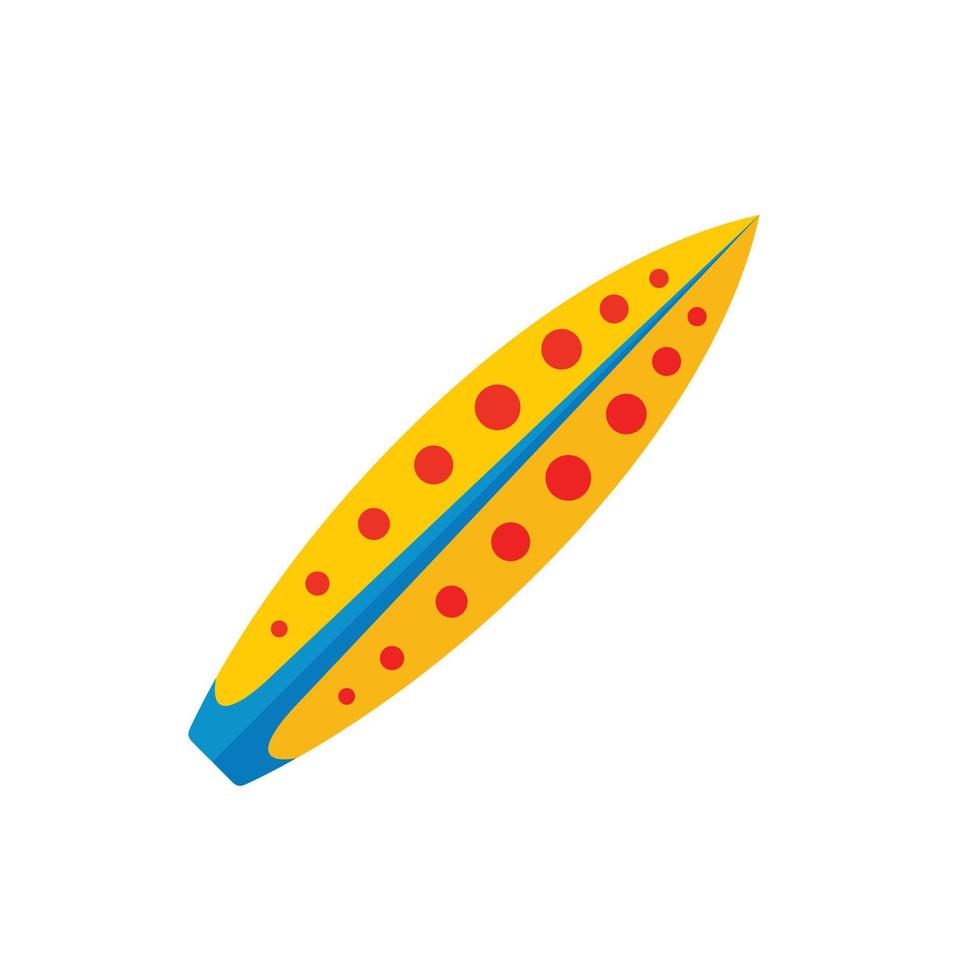 Yellow red dot surfboard icon, flat style vector