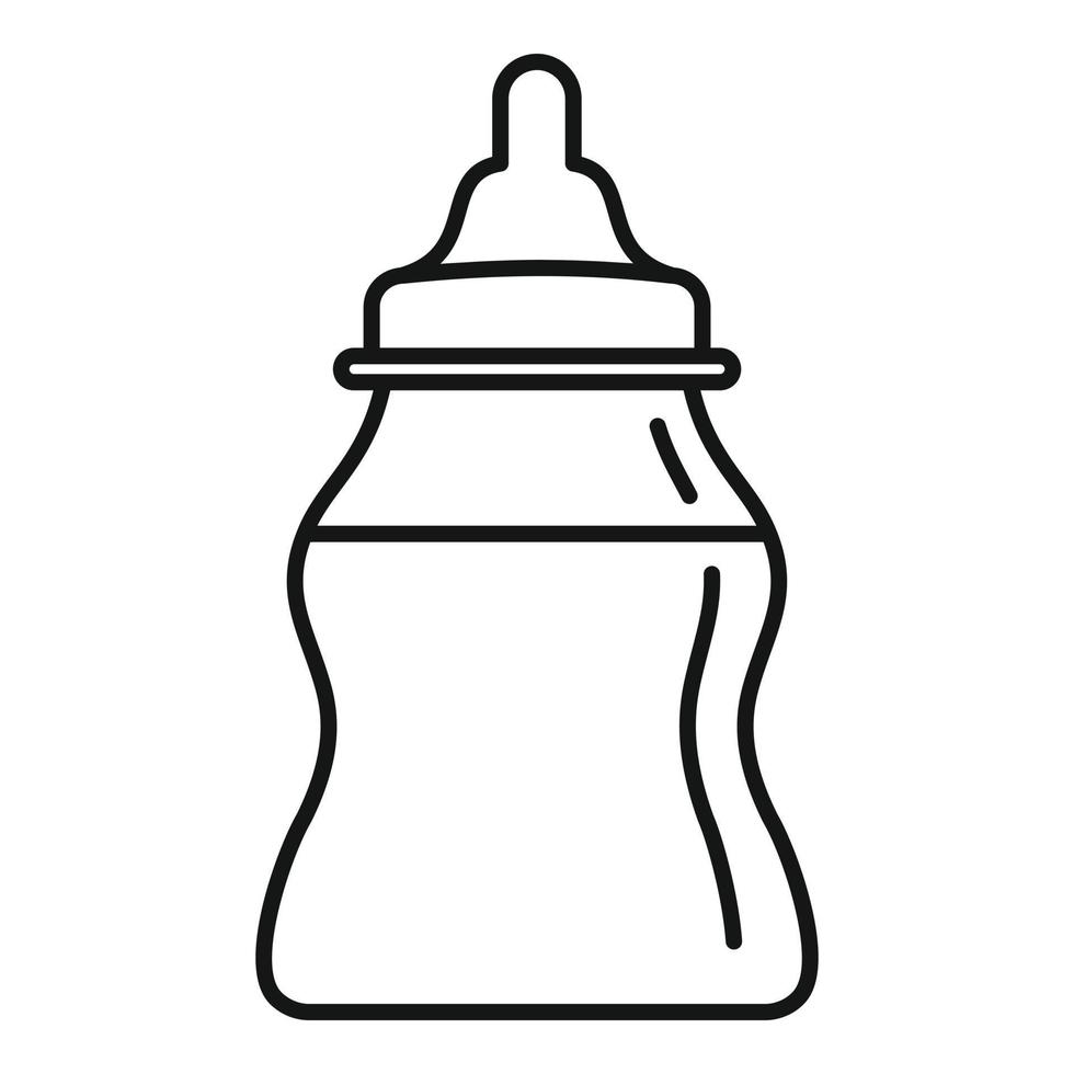 Baby milk bottle icon, outline style vector