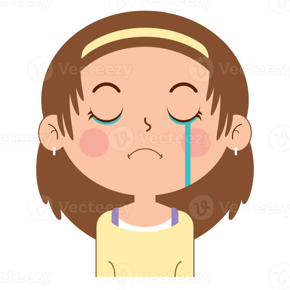 girl crying face cartoon cute png