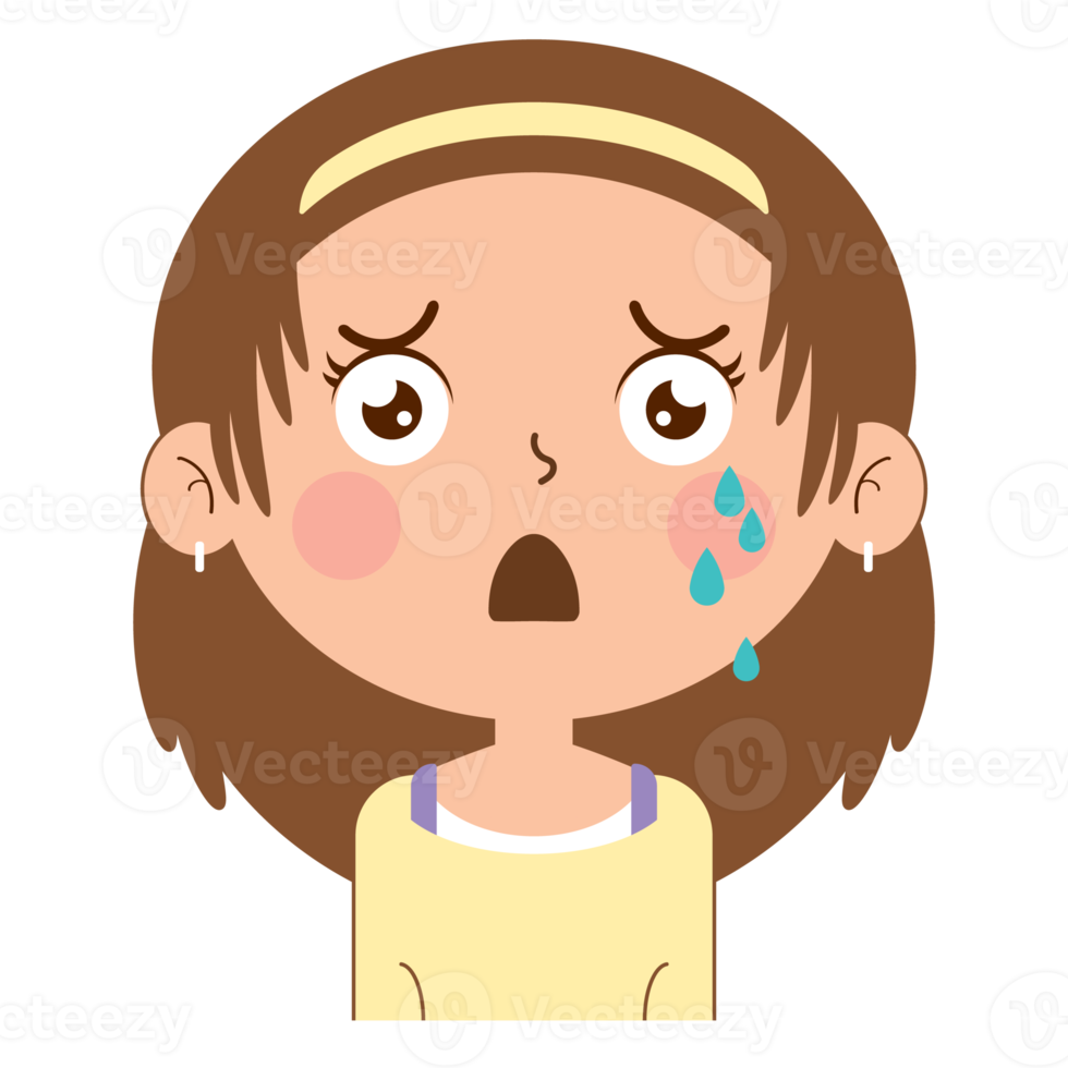 girl crying face cartoon cute png