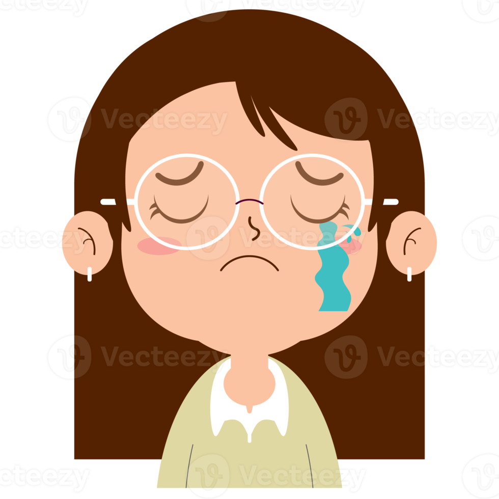 girl crying face cartoon cute png