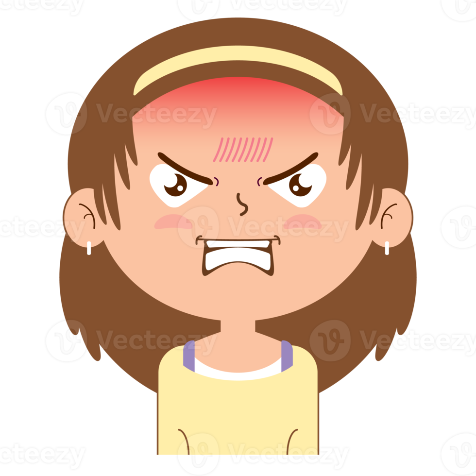 Free girl angry face cartoon cute 14428623 PNG with Transparent Background