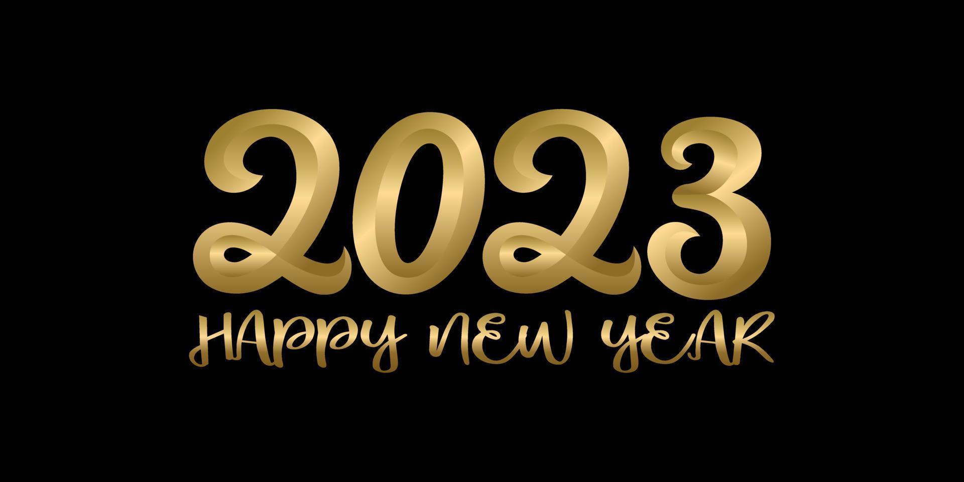 2023 Happy New Year Golden text logo design. 2023 number design template vector