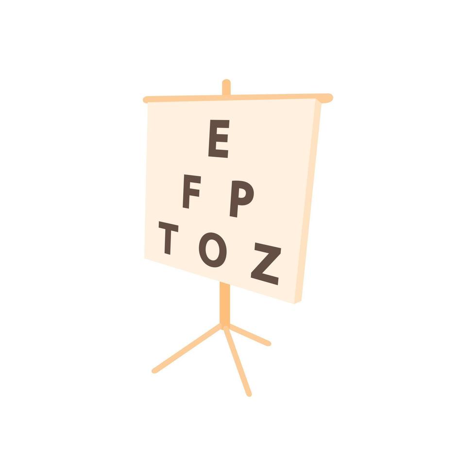 White placard with letters eyesight testing icon vector