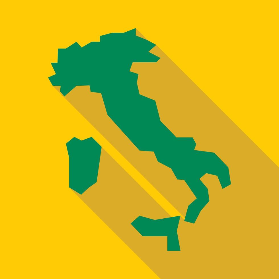 mapa, de, italia, icono, plano, estilo vector