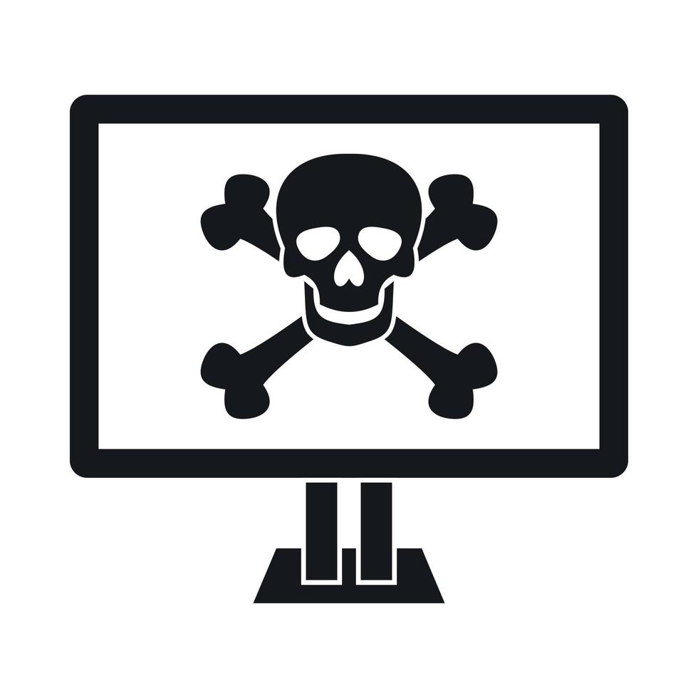 Computer monitor with a skull and bones icon vector