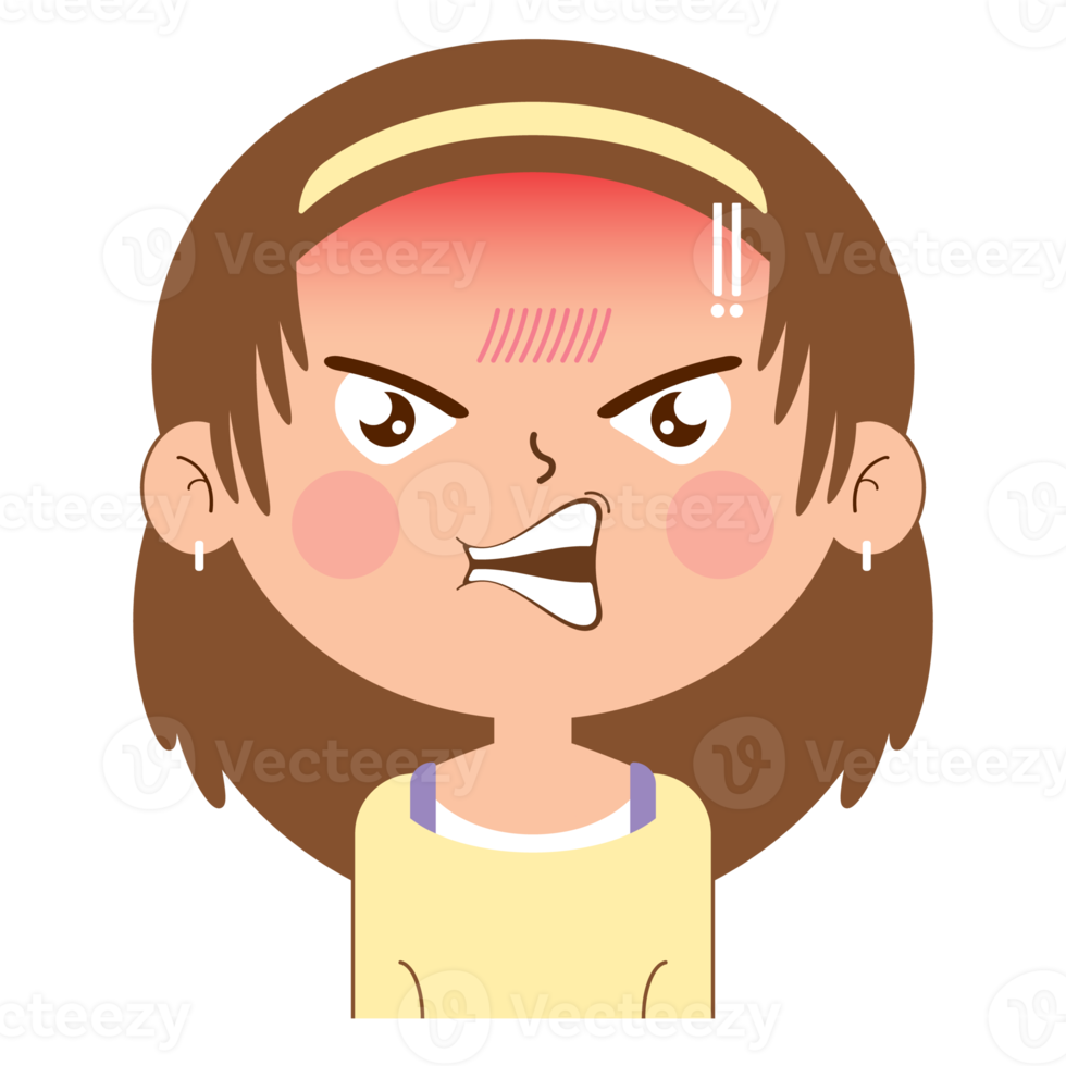 girl angry face cartoon cute png