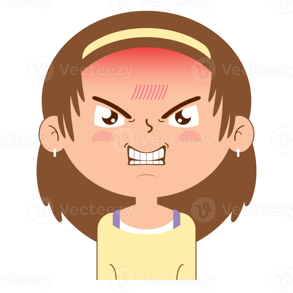 girl angry face cartoon cute png