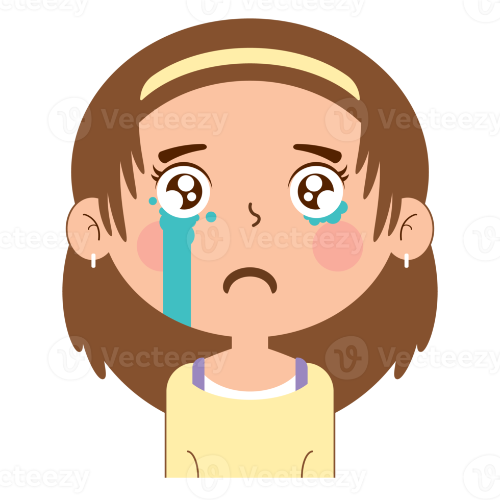 girl crying face cartoon cute png