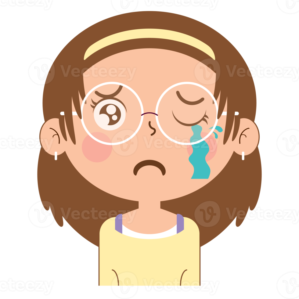 girl crying face cartoon cute png