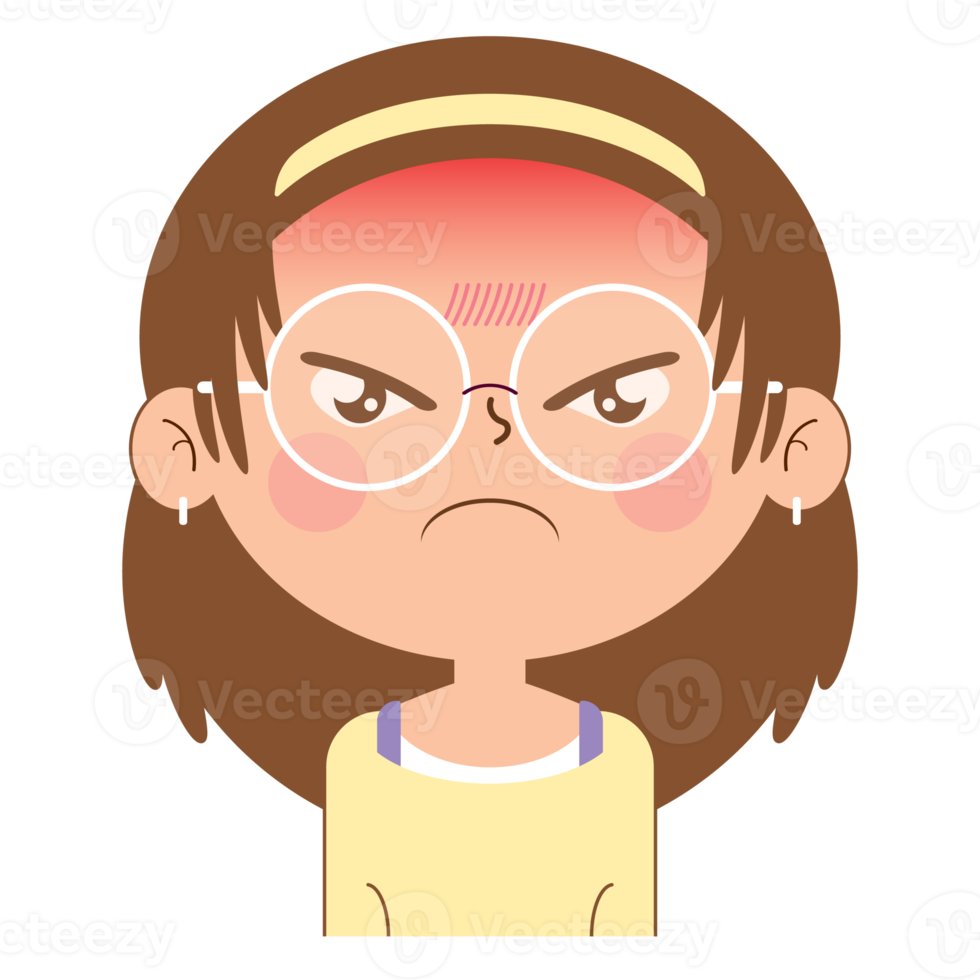 girl angry face cartoon cute png