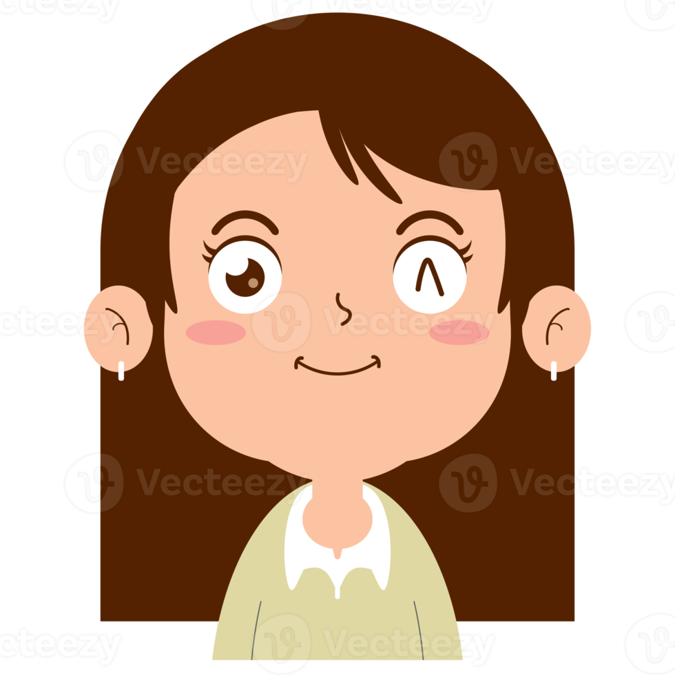 girl happy face cartoon cute png