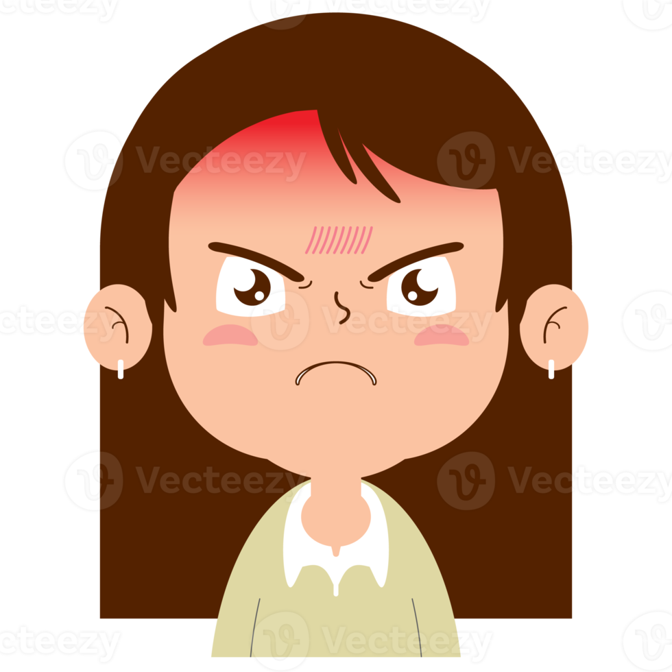 girl angry face cartoon cute png