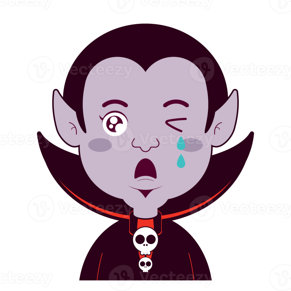 Dracula crying face cartoon cute png