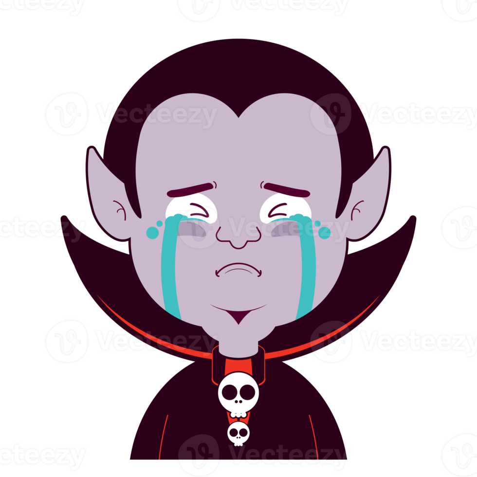 Drácula chorando rosto cartoon bonito png