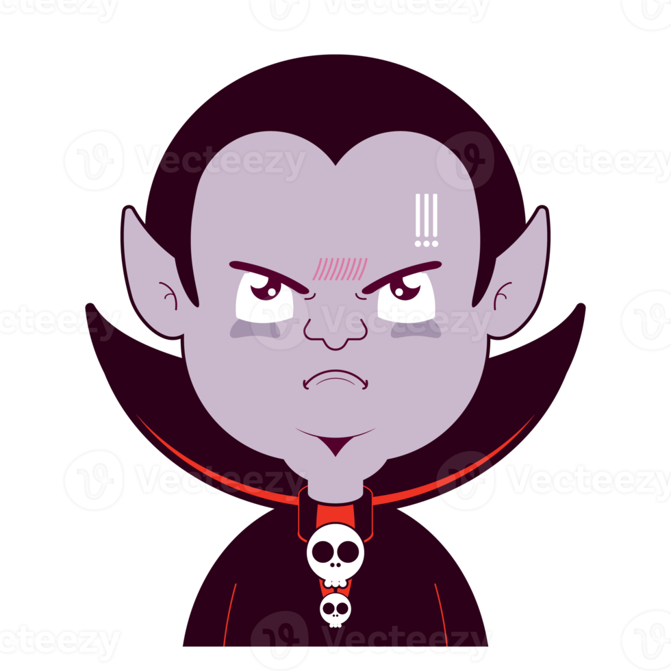 Dracula angry face cartoon cute png
