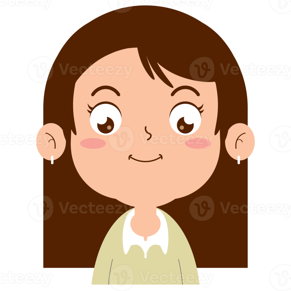 girl doubt face cartoon cute png