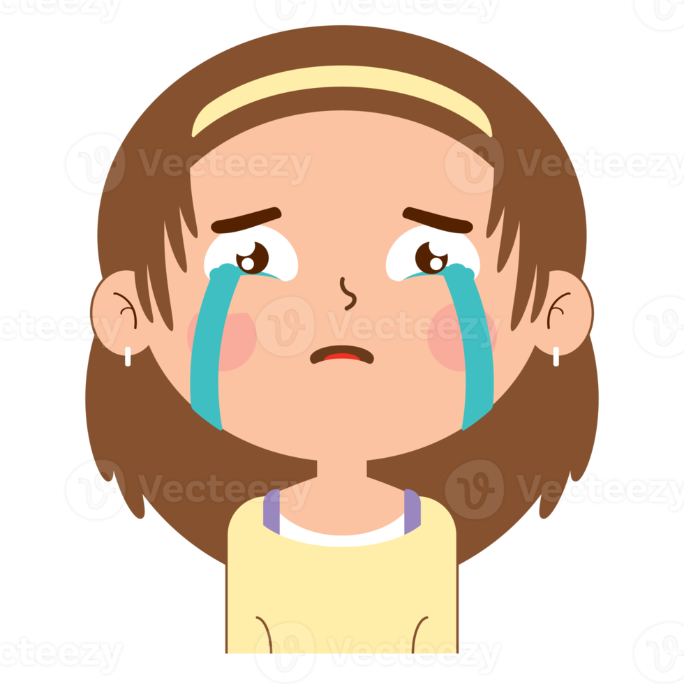 niña llorando cara dibujos animados lindo png