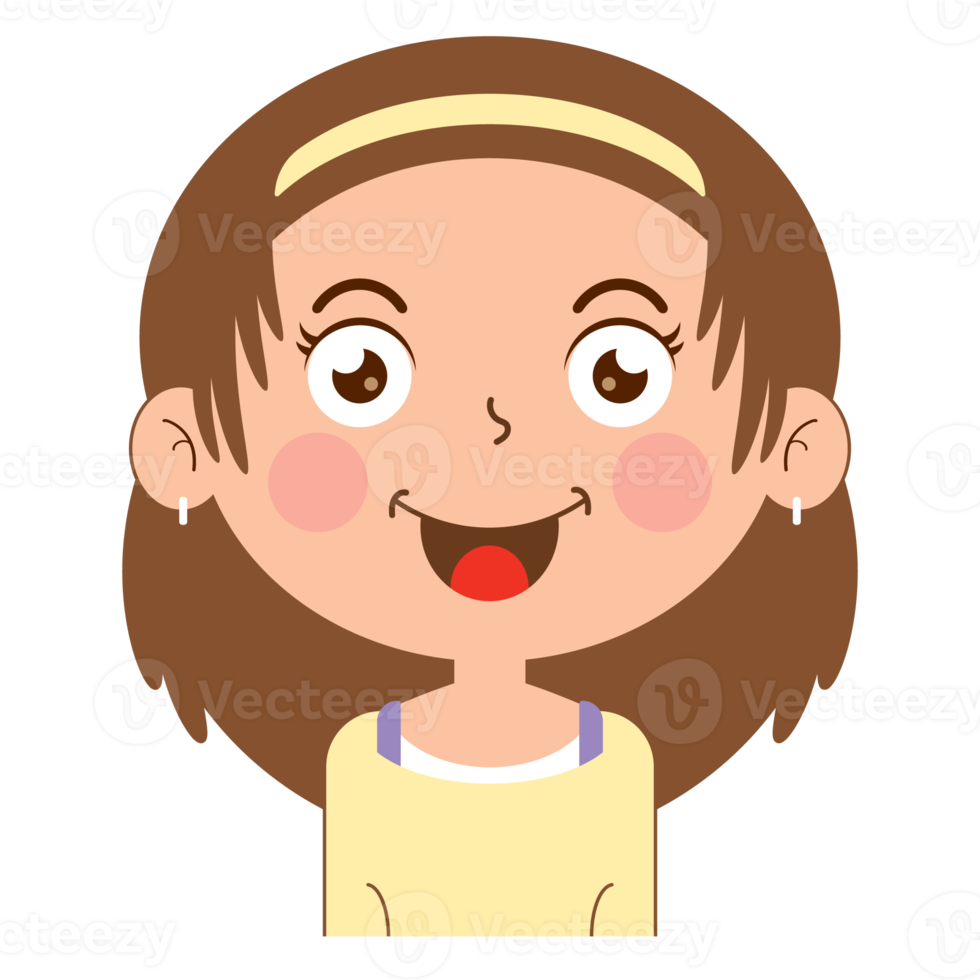 girl happy face cartoon cute png