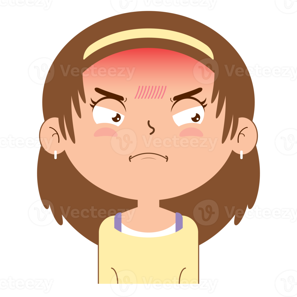 girl angry face cartoon cute png