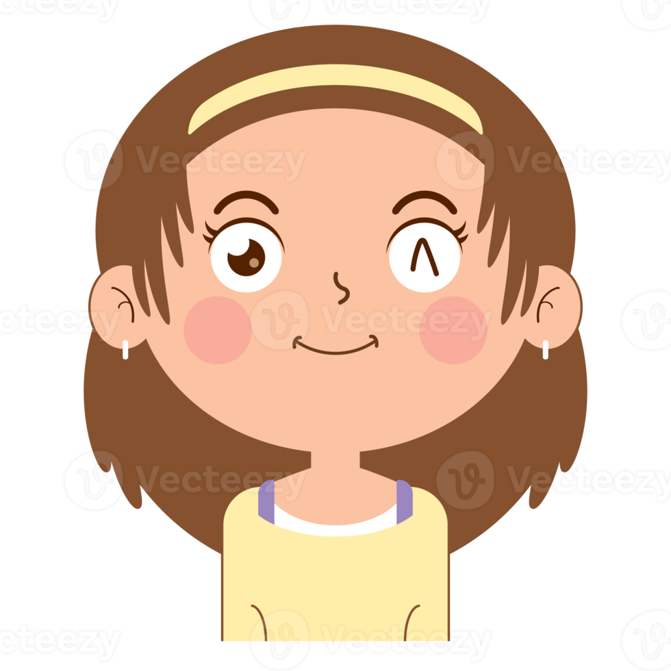 girl happy face cartoon cute png