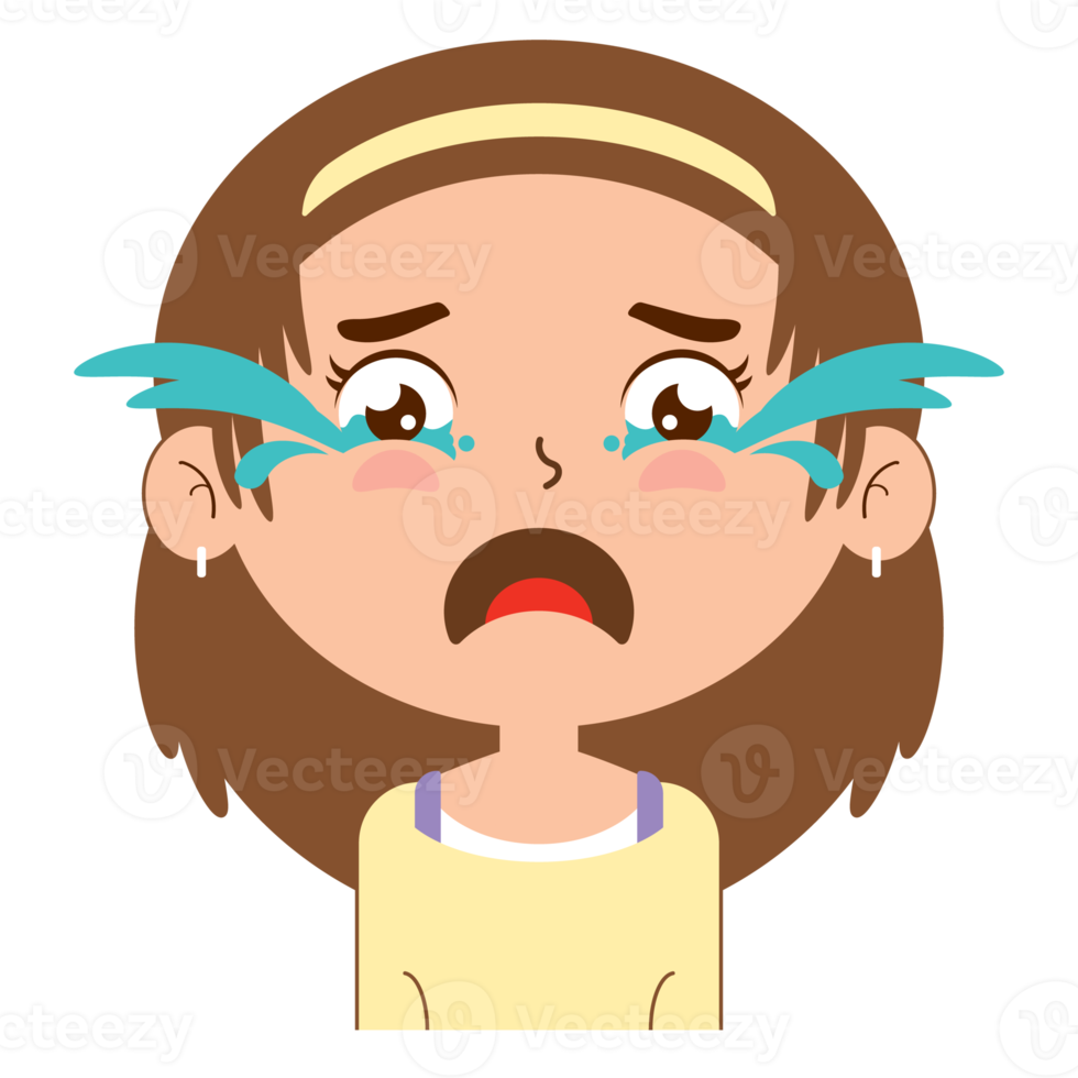 girl crying face cartoon cute png