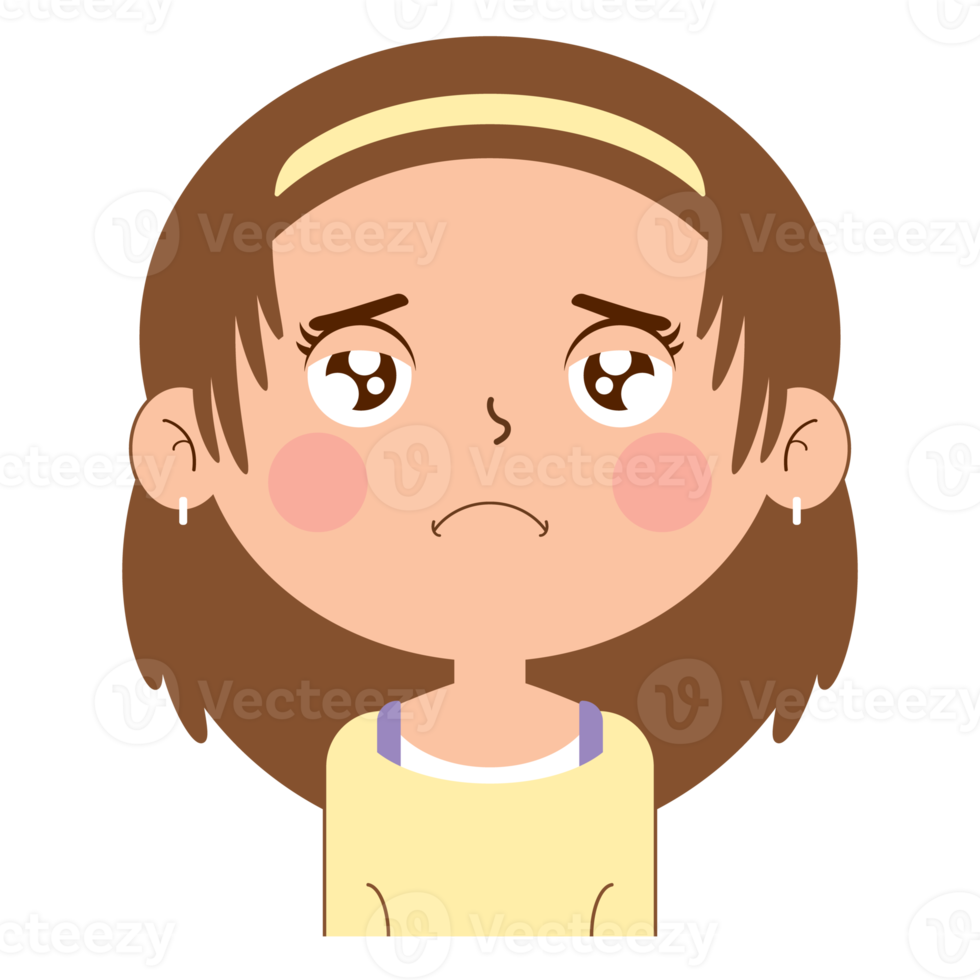 girl sad face cartoon cute png