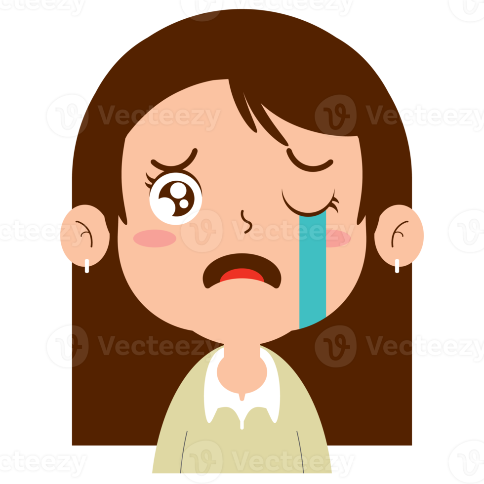 girl crying face cartoon cute png