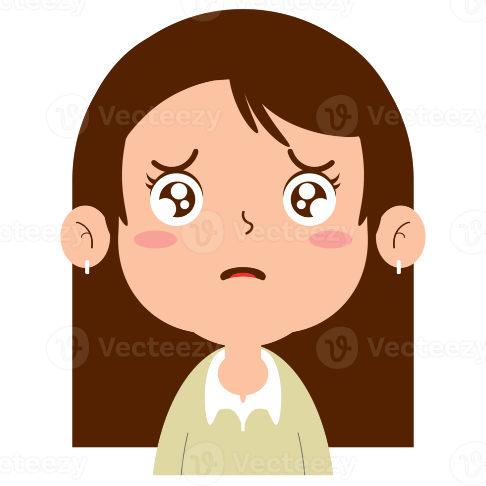 girl sad face cartoon cute png