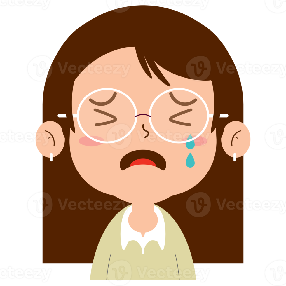 girl crying face cartoon cute png