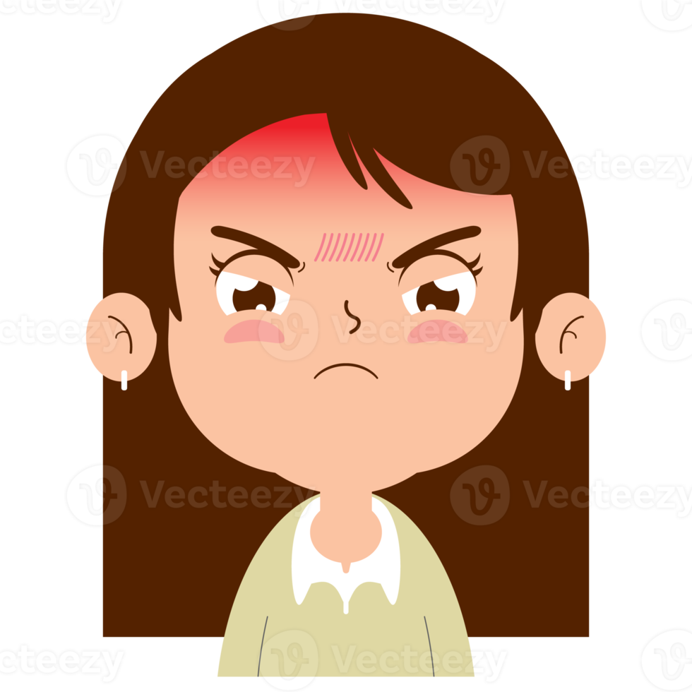 girl angry face cartoon cute png