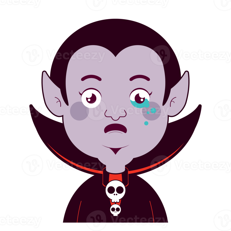 dracula pleure visage dessin animé mignon png