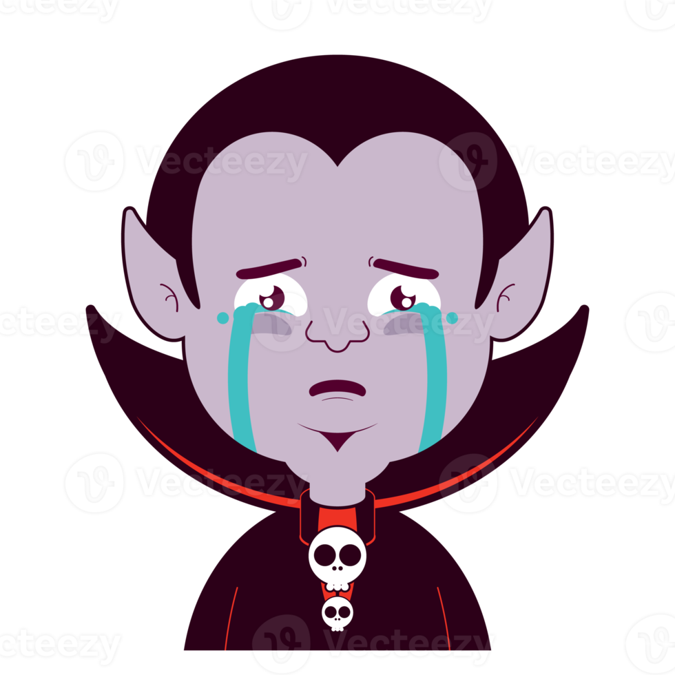 Dracula crying face cartoon cute png