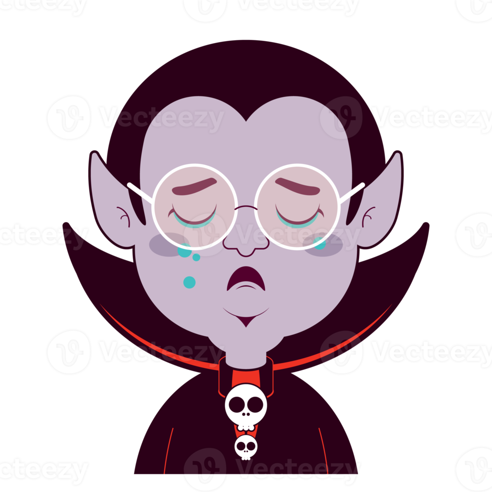 Drácula chorando rosto cartoon bonito png