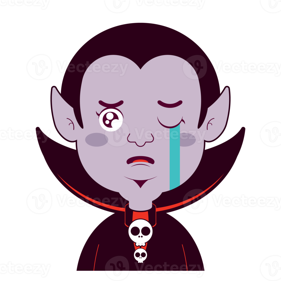 Dracula crying face cartoon cute png