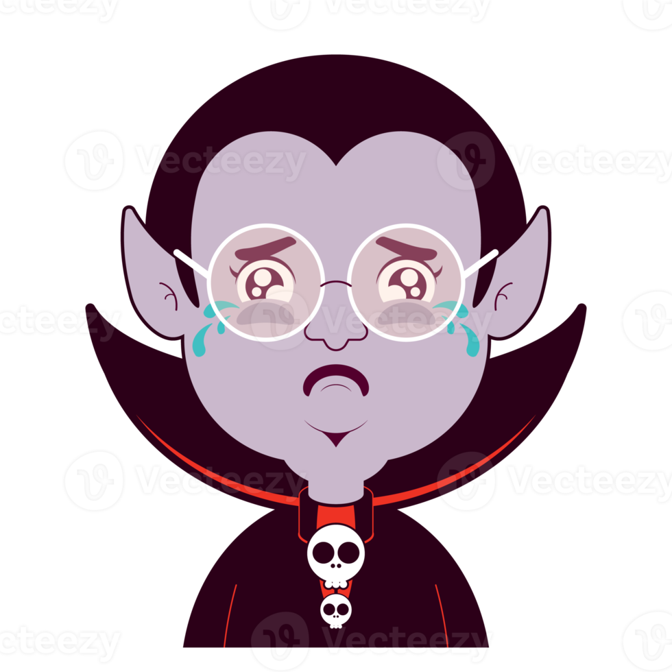 Dracula crying face cartoon cute png