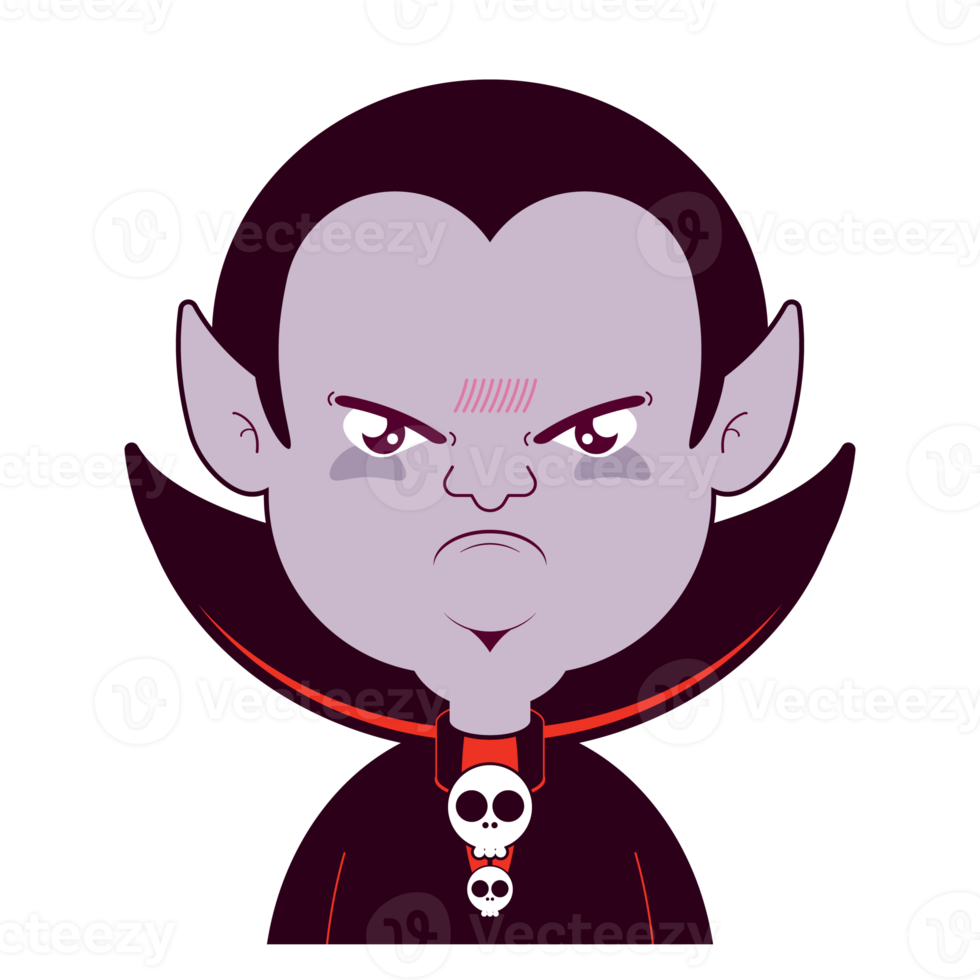 Dracula angry face cartoon cute png