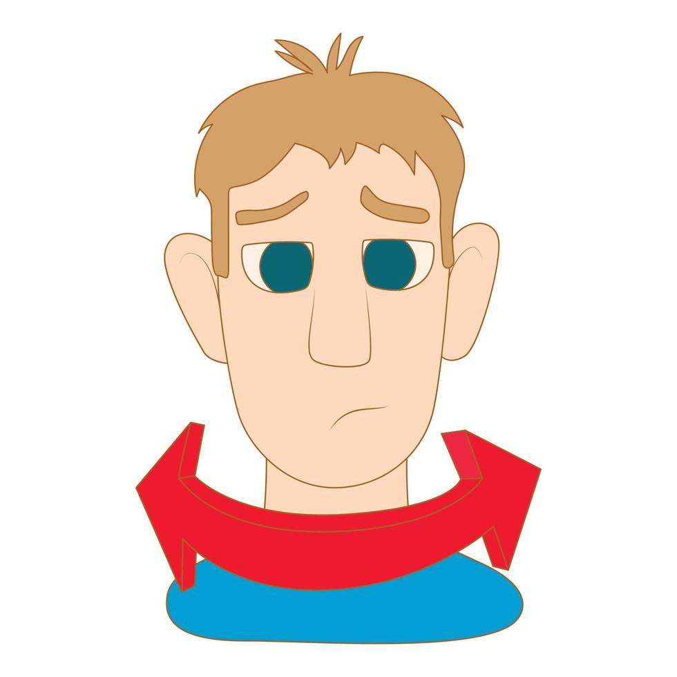 Man saying no with his head icon, cartoon style vector
