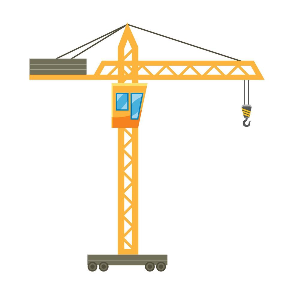 Orange hoisting crane icon, cartoon style vector