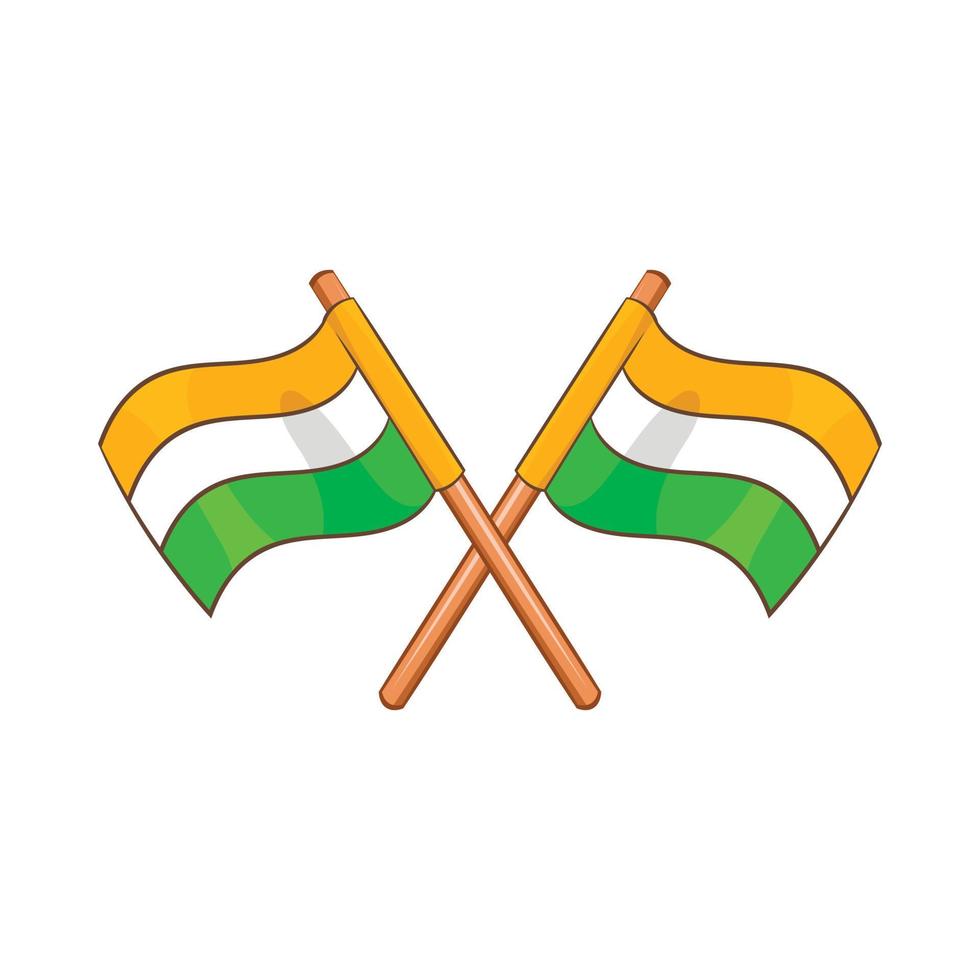 Two crossed flags of India icon, cartoon style vector
