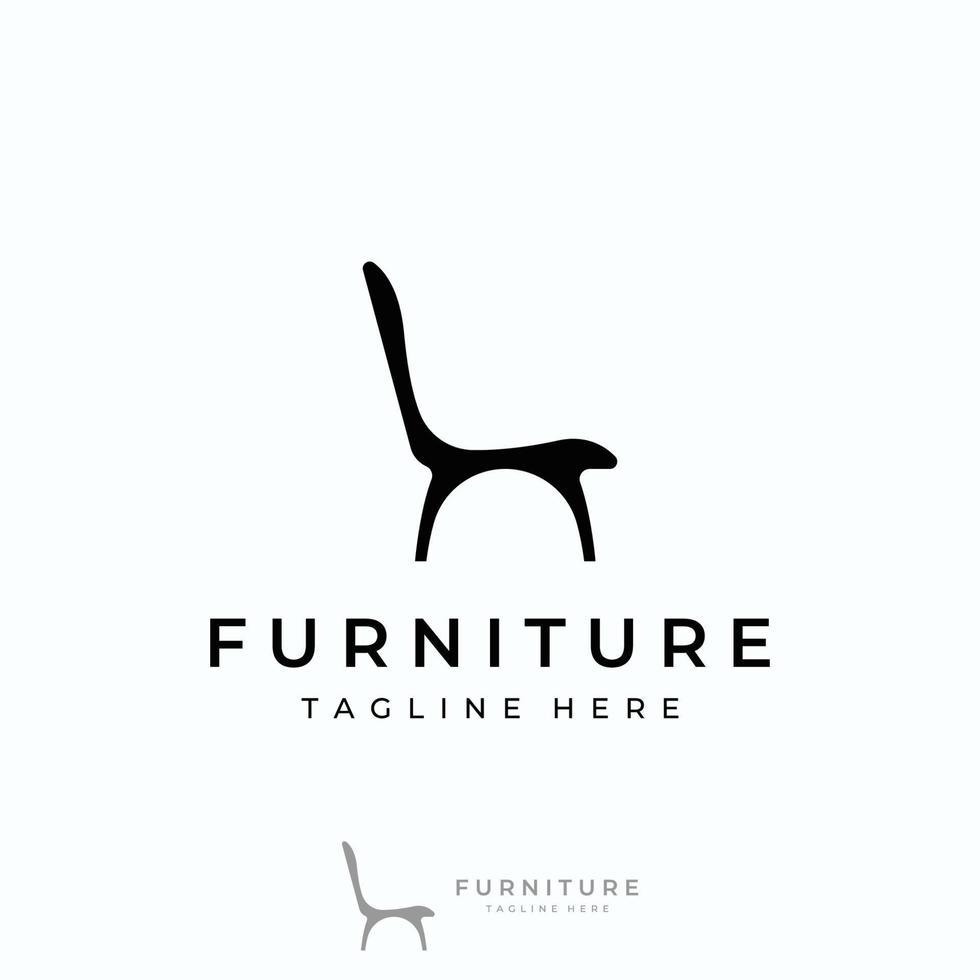 Interior chair furniture template logo creative design with modern geometric lines.With elegant and minimalist shape. vector