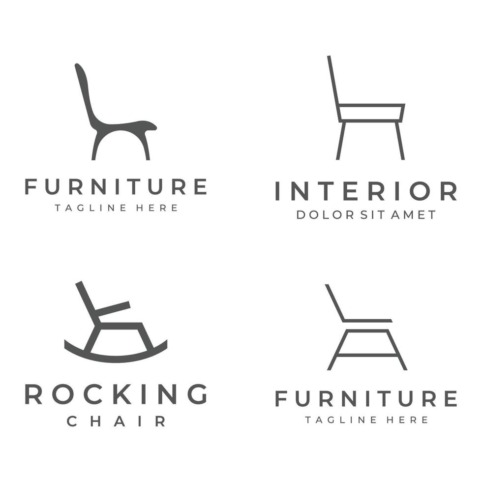 silla interior muebles plantilla logo diseño creativo con líneas geométricas modernas.con forma elegante y minimalista. vector